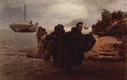 Ilya Repin Barge Haulers wading painting